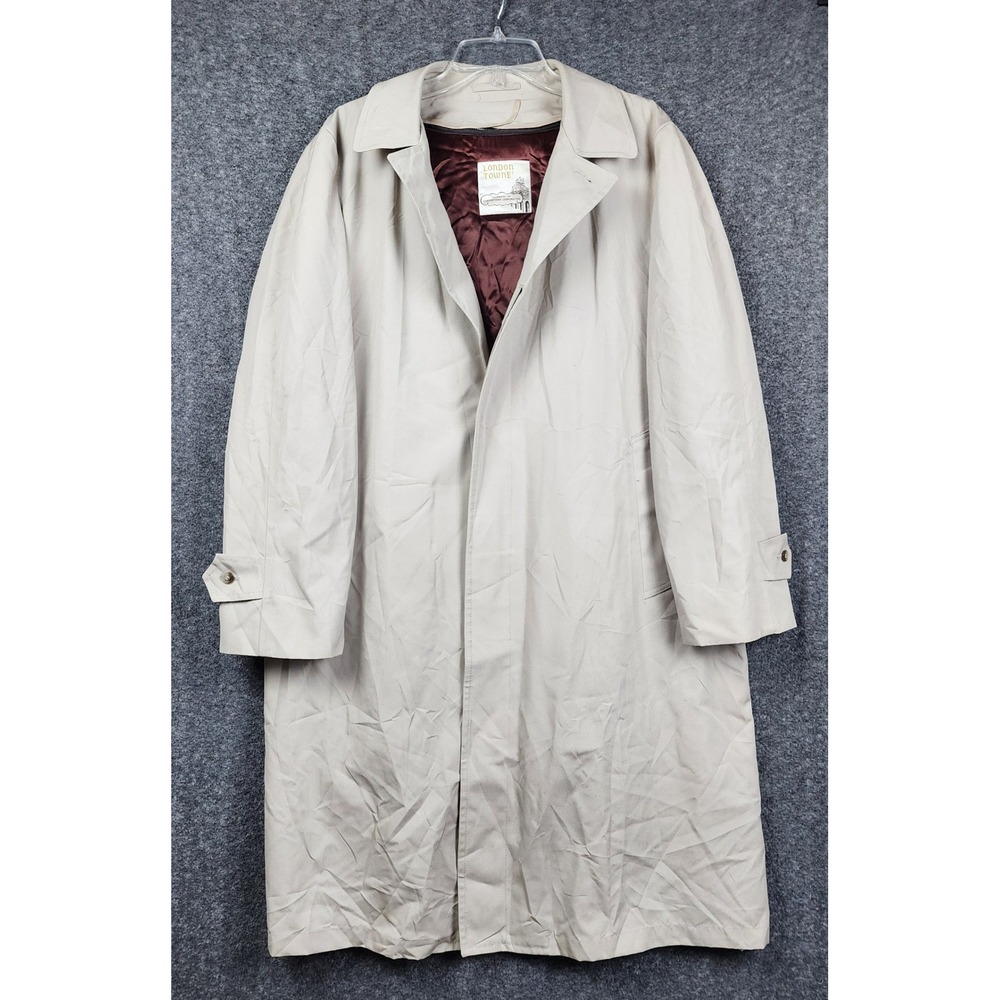 London Towne Trench Coat Women 40R Tan Vintage Quilted Lining‎ Long Jacket